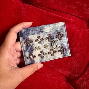 Christian Louboutin Card Case Holder Denim Tie Dye Effect - NWOT